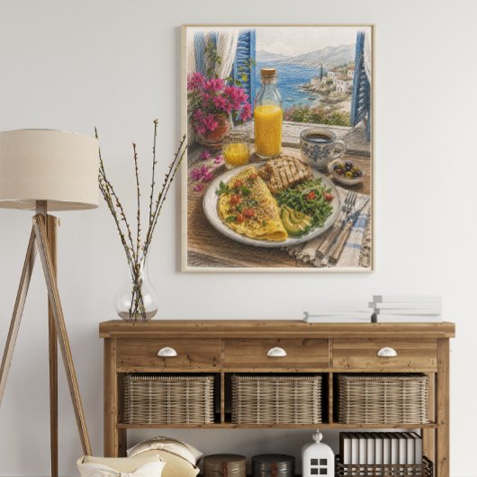 Mediterraan Omeletontbijt aan Zee Poster