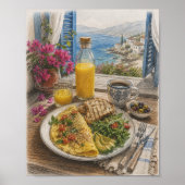 Mediterraan Omeletontbijt aan Zee Poster (Voorkant)