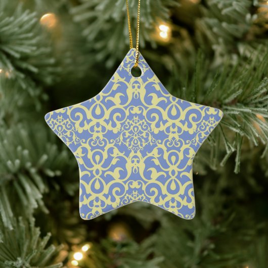 Mediterraan Patroon - Blauw en Geel Ornament (Boom)