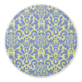 Mediterraan Patroon - Blauw en Geel Ornament Keramische Knop