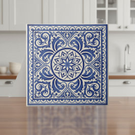 Mediterraan patroon Pat#11 Blauw Ivoor ID1195 Tegeltje