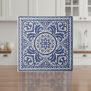 Mediterraan patroon Pat#11 Blauw Ivoor ID1195 Tegeltje