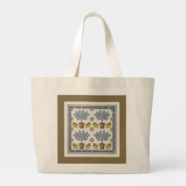 Mediterraan patroon van gesnoeide bomen Elegante b Grote Tote Bag