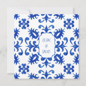 Mediterraan Portugees Blauw Tegel Detail Kaart (Achterkant)