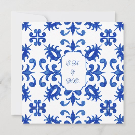 Mediterraan Portugees Blauw Tegel Detail Kaart (Achterkant)