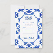 Mediterraan Portugees Blauw Tegel Detail Save The Date (Voorkant)