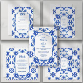 Mediterraan Portugees Blauw Tegel Detail Save The Date