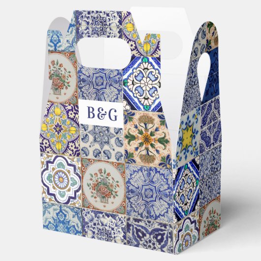 Mediterraan Portugees Tegels bruiloft gunst Bedankdoosjes (Geopend)