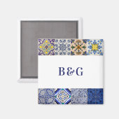 Mediterraan Portugees Tegels bruiloft gunst Magneet (Voorkant / Achterkant)