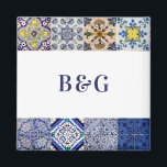 Mediterraan Portugees Tegels bruiloft gunst Magneet<br><div class="desc">Een modern maar rustiek mediterraan Portugees tegels patroon bruiloft ontwerp. Een kleurrijk mediterraan thema-ontwerp dat verschillende tegel design gebruikt om een elegant zomerbruiloft ontwerp te creëer. Een charmant Portugees, Italiaans en Spaans beïnvloed mediterraan tegels ontwerp met behulp van classy script typografie. Een elegante Portugese tegels thema bruiloft magneet gunst ontwerp...</div>