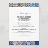 Mediterraan Portugees Tegels Huwelijksreis Programmakaart (Achterkant)