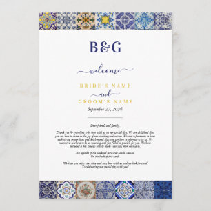 Mediterraan Portugees Tegels Huwelijksreis Programmakaart