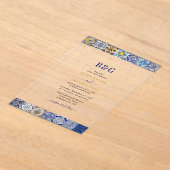 Mediterraan Portugees Tegels Patroon Bruiloft Acryl Uitnodigingen (Laagn)