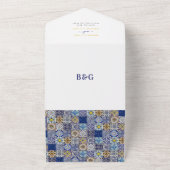 Mediterraan Portugees Tegels Patroon Bruiloft All In One Uitnodiging (Buitenkant)