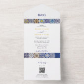 Mediterraan Portugees Tegels Patroon Bruiloft All In One Uitnodiging (Binnen)