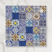 Mediterraan Portugees Tegels Patroon Bruiloft Bedankjes Labels (Achterkant)