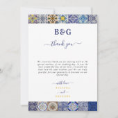 Mediterraan Portugees Tegels Patroon Bruiloft Bedankkaart (Voorkant)