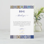 Mediterraan Portugees Tegels Patroon Bruiloft Bedankkaart (Staand voorkant)