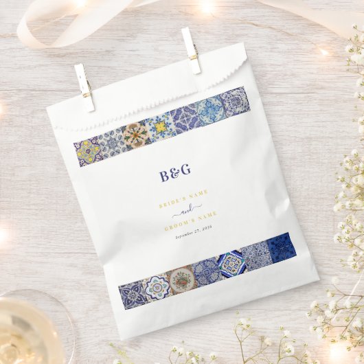 Mediterraan Portugees Tegels Patroon Bruiloft Bedankzakje (Geknipt)