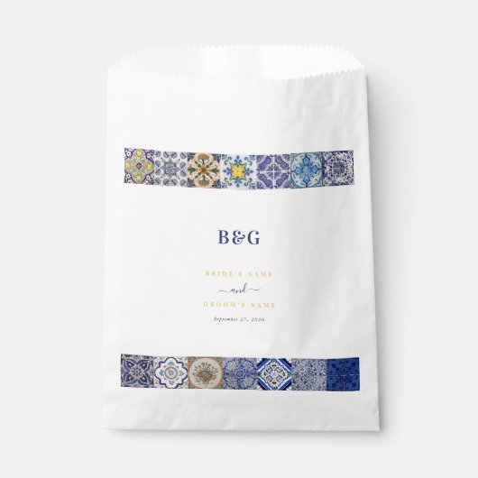 Mediterraan Portugees Tegels Patroon Bruiloft Bedankzakje (Voorkant)