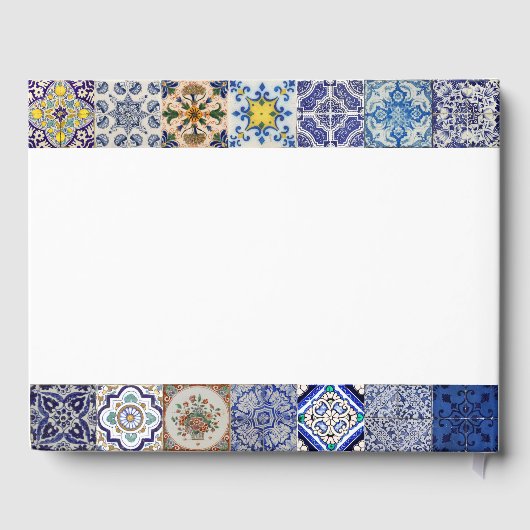 Mediterraan Portugees Tegels Patroon Bruiloft Gastenboek (Achterkant)