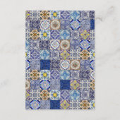 Mediterraan Portugees Tegels Patroon Bruiloft Informatiekaartje (Achterkant)
