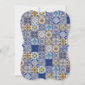 Mediterraan Portugees Tegels Patroon Bruiloft Kaart (Achterkant)