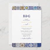 Mediterraan Portugees Tegels Patroon Bruiloft Kaart (Voorkant)