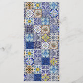 Mediterraan Portugees Tegels Patroon Bruiloft Menu (Achterkant)