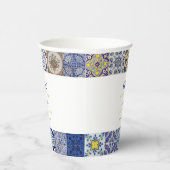 Mediterraan Portugees Tegels Patroon Bruiloft Papieren Bekers (Rechts)