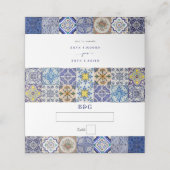 Mediterraan Portugees Tegels Patroon Bruiloft Plaatskaartje (Buitenkant ongevouwen)