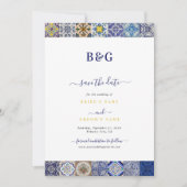 Mediterraan Portugees Tegels Patroon Bruiloft Save The Date (Voorkant)