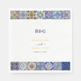 Mediterraan Portugees Tegels Patroon Bruiloft Servet