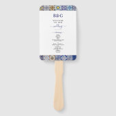 Mediterraan Portugees Tegels Trouwprogramma Handwaaier (Voorkant)