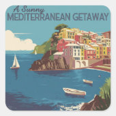 mediterraan reisontwerp vierkante sticker (Voorkant)