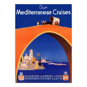 mediterraan reisposter voor cruises foto afdruk