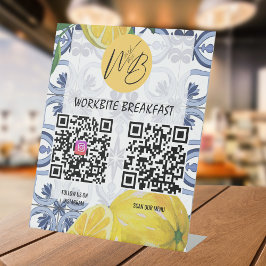 Mediterraan Restaurant Menu Instagram QR Code Reclamebord Met Voetstuk