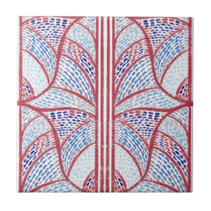 Mediterraan rood en blauw mozaïekpatroon tegeltje