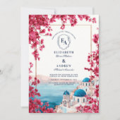 Mediterraan Roze Bloesem Kust Huwelijk Kaart (Voorkant)