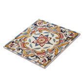 Mediterraan Roze Geel Blauw Bloem Bloemen Tegeltje (Zijkant)