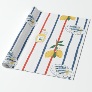 Mediterraan sardines en citroenen patroon cadeaupapier