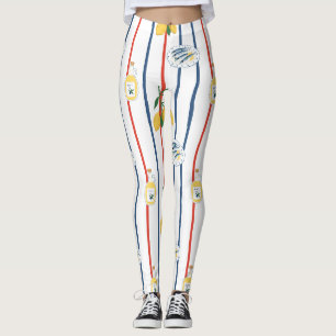 Mediterraan sardines en citroenen patroon leggings