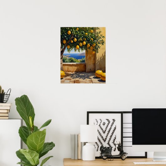 Mediterraan Sinaasappel Landschap Art Print (Thuiskantoor)