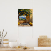 Mediterraan Sinaasappel Landschap Art Print (Keuken)