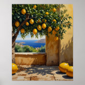 Mediterraan Sinaasappel Landschap Art Print (Voorkant)