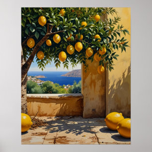 Mediterraan Sinaasappel Landschap Art Print