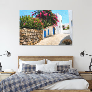 Mediterraan Steegje Groot Uitgerekte Canvas Kunst