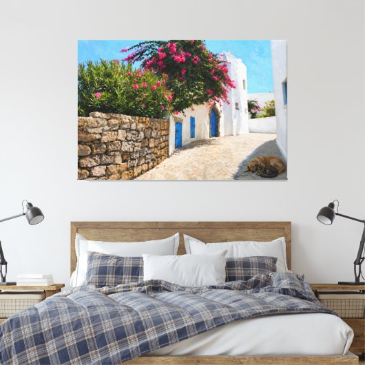 Mediterraan Steegje Groot Uitgerekte Canvas Kunst (Insitu (Slaapkamer))