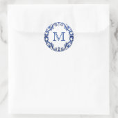 mediterraan tegel bruiloft monogram ronde sticker (Tas)