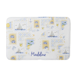Mediterraan Tegel Lemon Kust Monogram Naam Badmat